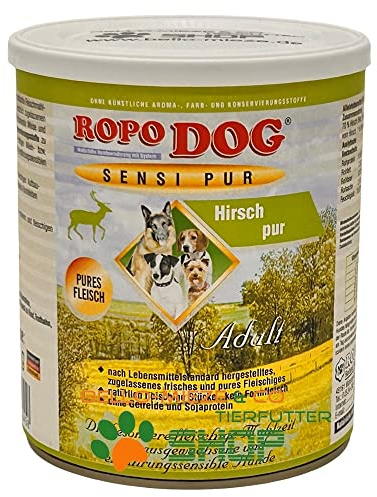 30 Dosen à 800 gr. RopoDog Adult Sensi Pur Hirsch - pures Fleisch