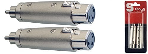 Stagg 16083 3 Pin Female XLR/Male RCA Audio Adaptor - Matt Chrome (Pack of 2)