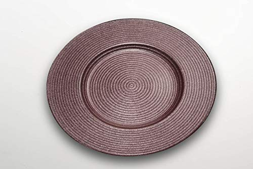 Ten Bajo Plato en Cristal Rosa Decorado a Mano con Reflejos Dorados cod.7206064P cm diam.34 by Varotto & Co.