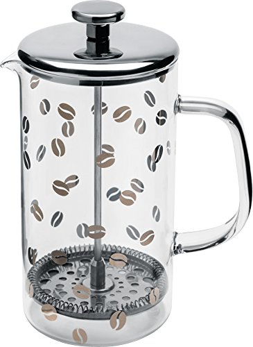 Alessi AJM30/8 Mame Caffettiera a Presso-Filtro o Infusiera, Vetro Serigrafato, Acciaio Inossidabile 18/10, Lucido, 8 Tazze