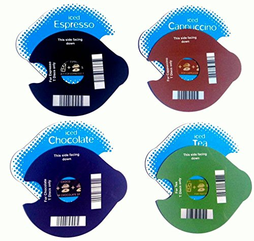 4 REUSEABLE ICE T-DISCS FOR TASSIMO. FOR CAPPUCCINOS, COFFEE, TEA AND CHOCOLATE