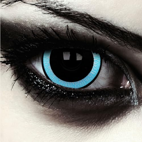 DESIGNLENSES Blau schwarze große farbige Kontaktlinsen, Mini Sclera 17mm Durchmesser, 1 Paar (2 Stück) + Aufbewahrungsbehälter (Galactic)