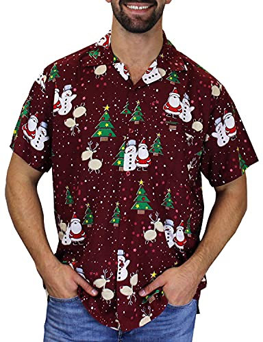 King Kameha Funky-Hawaii-Hemd, Weihnachten, Herren, Kurzarm, Christmas-Buddies, Rot, S
