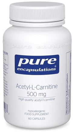 Pure Encapsulations Acetyl-l-Carnitine (ALCAR) 500mg, 60 Capsules | Amino Acid for Energy Metabolism, 500mg Acetyl-L-Carnitine, Enhanced Absorption, Hypoallergenic Formula