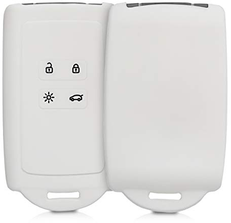 kwmobile Schlüsselhülle für Renault 4-Tasten Smartkey Autoschlüssel (nur Keyless Go) Hülle - Autoschlüssel Schlüssel Hülle aus Silikon - Schlüsselschutz Gehäuse in Weiß