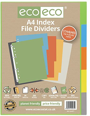 eco-eco A4 50% Recycled Set 5 Index File Dividers
