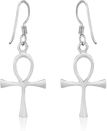 AeraVida Ägyptisches Ankh Symbol des Lebens Kreuz .925 Sterling Silber baumeln Ohrringe