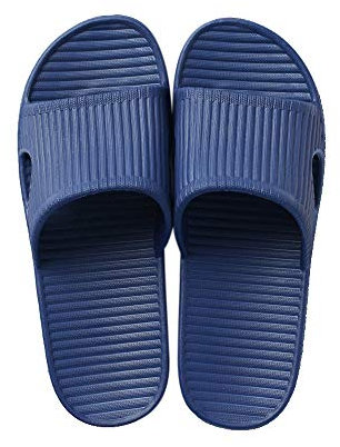 JoWebb Unisex Slippers for Women/Men, Flat Slide Sandals Shower Sandals, Flip Flops for Indoor Home Garden Bathroom Poolside M-Blue