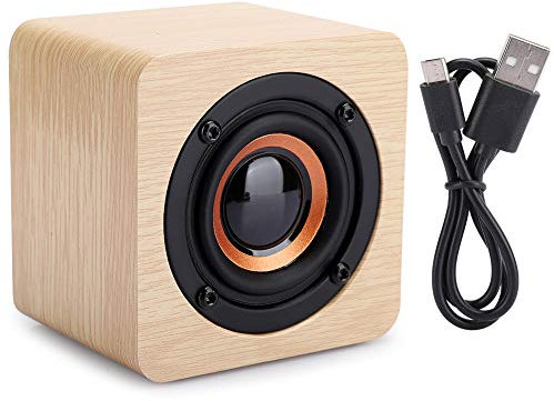Caja de Altavoz de Madera, Altavoz estéreo inalámbrico de Alta fidelidad Bluetooth4.2, Altavoz con Reproductor de música Recargable por USB para Exteriores/Interiores
