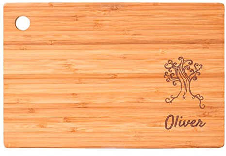 MASTERLASER3.0 Tagliere in legno Personalizzato, da Cucina Professionale in bambù, rettangolare, 30x20 cm, personalizzabile con nome, iniziali e data, migliore idea regalo (NOMI)
