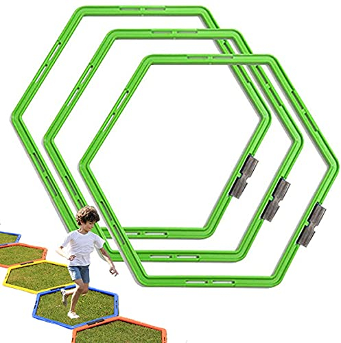 CZ-XING Hexagon Agility Ring Training Circle Ring Speed Agility Ladder Physical Training Ring Football Footwork Trainer Hurdles Agility Ladder Fitness Equipment Multicolor Training Ring 3Pcs (Green)
