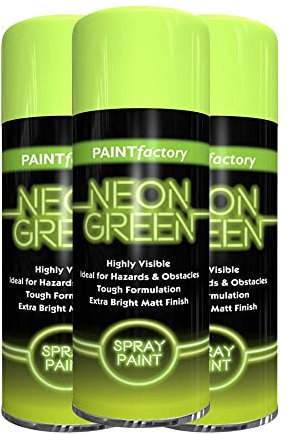 Classic Signature - 3 x Neon Green Spray Paint 400ml Aerosol Spray Paint Fluorescent Bright Graffiti (Banksey) Matt Finish