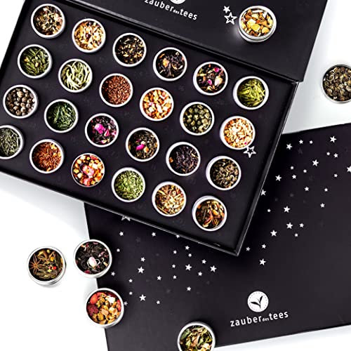 Zauber des Tees | Tee-Adventskalender 2024 | Weihnachtskalender mit 24 besonderen Tees, handgefertigt, in edler Magnet-Geschenkbox | Tee Geschenkset für Teeliebhaber