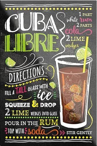 schilderkreis24 – Cocktail Rezept Magnet Alkohol Spirituosen Deko Kühlschrankmagnet Humor Geschenkidee Geburtstag Weihnachten 9x6 cm (Cuba Libre)