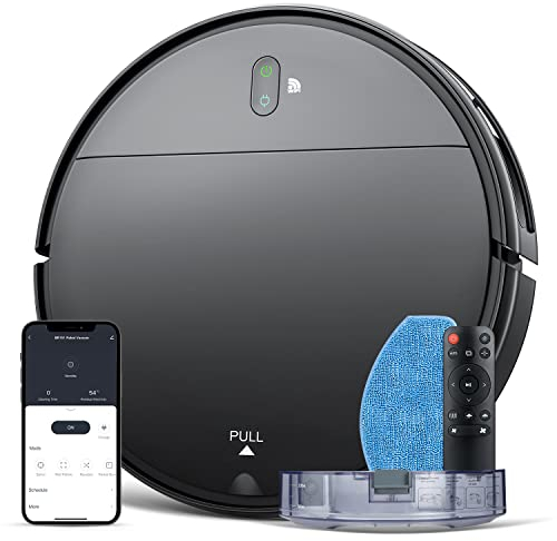 Robot aspirador y fregona, WiFi/aplicación/Alexa, aspiradora robótica con horario, robot aspirador 2 en 1 con tanque de agua y cubo de basura, autocarga, delgado, ideal para suelos duros, pelo de