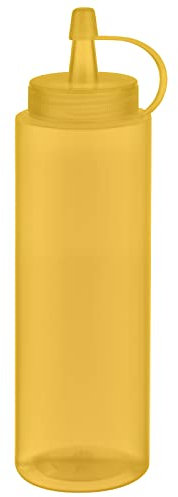 APS Quetschflasche, 6er Set Ø 5 cm, H: 18 cm, 260 ml Polyethylen, gelb mit Schraubdeckel mit Verschlusskappe Einfüllöffnung: Ø 3 cm