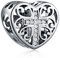 Funkelndes Kreuz im Herzen Charms passen Pandora Christlich Armband, 925 Sterling Silber Religiös Glaube Cross Charms Openwork Gebet Perlen, Geschenke für ersten Muttertag/Geburtstag/Nana