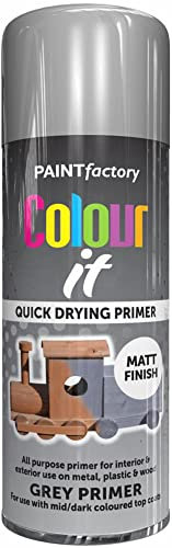Q&H Multipurpose Grey Primer Spray Paint for Metal - Suitable for Plastic, Wood All Body Surface Use - Quick Dry Indoor & Outdoor Top Coat Aerosol Paints - Matt Finish Automotive Sprays Home 400ml (1)