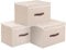 OUTBROS Aufbewahrungskörbe mit Deckel, 33 x 23 x 20 cm,3 Stück regalkörbe, Aufbewahrungsboxe, stoffboxen aufbewahrung für Kleidung,Beige ST02BEM3