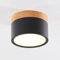 Schindora LED-Deckenleuchte, Holzdekor-Aufbaustrahler, Mini-Deckenleuchte, rund, schwarz, kaltweiß 6000 K, 12 W.