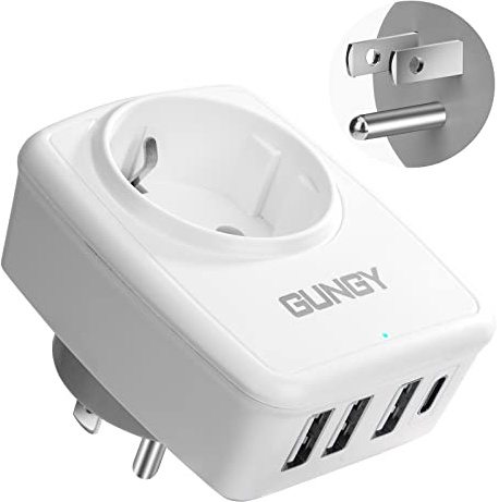 Adattatore Presa Americana Adattatore Spina Europa a USA con 3 USB e 1 USB-C Adattatore Universale da Viaggio USA per Canada Messico Thailandia Tipo B