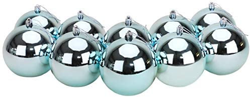 Toyland® 10 Extra Large 100mm Ice Blue Plastic Christmas Baubles - Christmas Tree Decorations