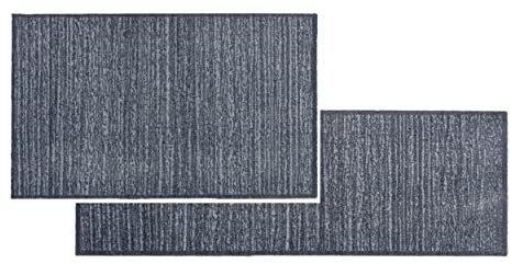 Rutschfester Teppich Wohnzimmer - Fußmatte innen Küchenläufer - Küche Läufer Flur Schmutzfangmatte waschbar - 2er Set: 66x110 und 50x150cm Melange