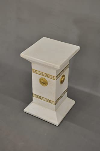 Cinar Säule Mäander Style Beistelltisch Marmoriert Dekosäule 55 cm Griechische Antik Retro Rokoko Säule Barock Blumenständer Podest Handbemalt