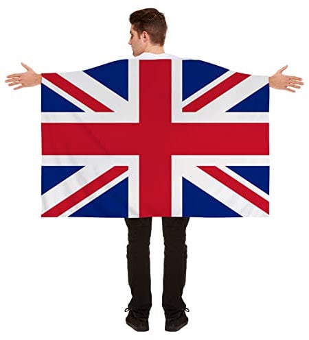 Henbrandt Large Union Jack Flag Cape 5FT x 3FT Red, White, Blue British Flag Wearable Flag Cape Coronation Football Accessory World Cup Fancy Dress Sports Accessories GB UK Flags