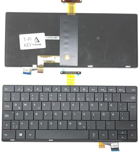 DEUTSCHE - Schwarz Tastatur Keyboard mit Beleuchtung kompatibel für Microsoft Surface Pro 4