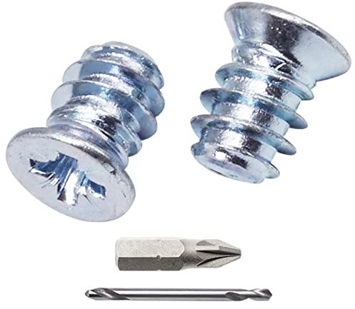 SKIR'CO (100 pièces) Vis Euro zinguées 6,2 x 9 mm, vis de glissière de tiroir, tête fraisée plate (foret inclus)