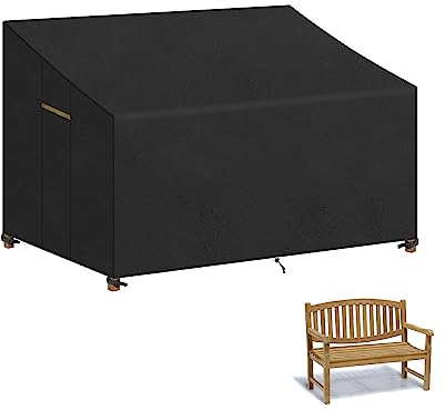 VANSHEIM Housse Banc de Jardin 2 Places Housse de Protection pour Banc de Jardin 2 Places Housse de Banc de Jardin Imperméable Housses pour Mobilier de Jardin Résiste UV Tissu Oxford 135x70x63/89cm