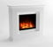 GLOW FIRE Elektrokamin mit Heizung und Kaminfeuer (Standkamin Europa) - elektrischer Kamin mit LED-Feuer in 3 Farben, Heizlüfter, Holz-Deko & Fernbedienung, 111x101x33 cm, Weiß