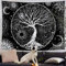 Arawat Wandteppich Baum des Lebens Wandtuch Lebensbaum Mond Sonne Wandteppich Schwarz Weiß Wanddeko Teppich Gothic Wandteppiche Tapestry Wandbehang Boho Wand Deko (150 x 130cm)