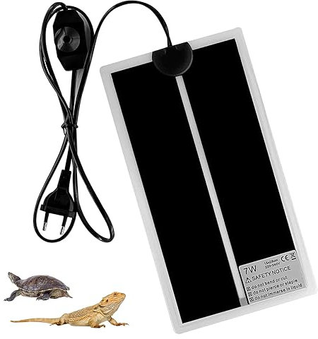 CLIUNT Heizmatte Terrarium, 7W Terrarium Reptilienheizmatte, einstellbar Reptile Wärmekissen für Reptilien Schildkröte, Schlangen, Eidechse, Gecko, Spinne, Raupe