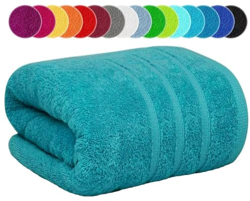 Telo da bagno extra large, 100 x 200 cm, da bagno di grandi dimensioni, XXL, super morbidi, 100% cotone egiziano, asciugamano da spiaggia avvolto nel corpo, 600 g/m² (verde acqua, 1)