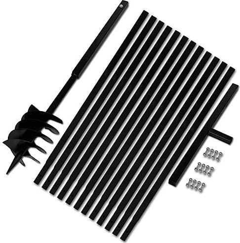 Tarière Manuelle, Perceuse Manuelle Foret de Tarière Tarière de Sol Jardin Bêche et tarière manuelle 180 mm avec Rallonge 13 m acier