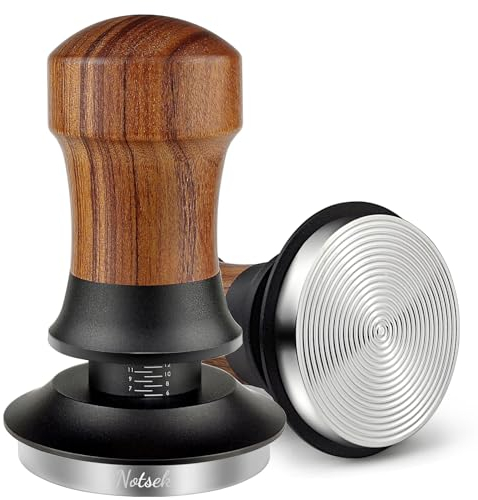 NOTSEK Tamper 54mm, Espresso Tamper mit Ripple Base, Walnuss Kaffee Tamper mit 304 Edelstahl Base, Kaffee Tamper 54mm für Siebträger 54mm Barista Zubehör