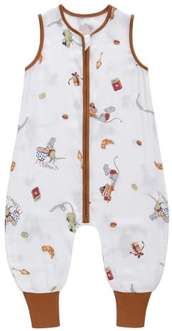LAT Gigoteuse ete Sac de Couchage pour Bébé 0.5 tog Gigoteuse d'été à Pieds Sans Manches Gigoteuse avec Jambes Turbulette Ete pour Garçon Fille (Souris, S/3-12 Mois)