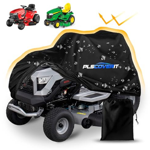 Plscoverit Riding Lawn Mower Cover, Outdoors100% Waterproof Tractor Cover with Drawstring & Storage Bag, Heavy Duty 600D Polyester Oxford, UV, Dust, Dirt, Wind for Outdoor Garden Storage,72×54×46 in