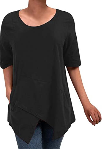 Long Vest Tops for Women UK Womens Blouses Ladies Summer Tops Square Neck Chiffon T Shirts Button Down Sparkle Tops for Women UK Tees (Black, XL)