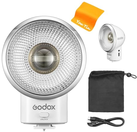 Godox Lux Elf RéTro Flash D'Appareil Photo avec ContrôLe Optique S1/S2, GN6 Iso 100 Cct 6000k ± 200k, Type C Rechargeable Godox Flash pour Appareils Photo Sony Canon Nikon Fuji Panasonic Olympus