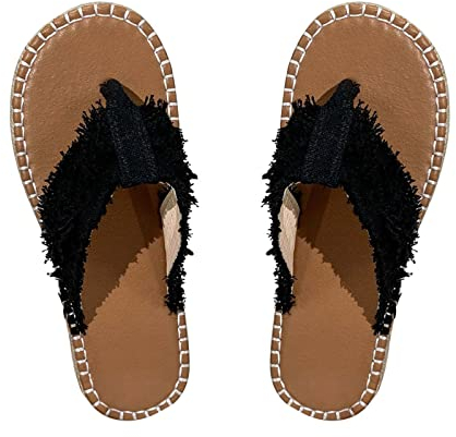 ZEZKT 2024 Élégantes Chaussons femme été modèle Caraïbes fond bambou tongs anti-transpiration frais Flip Flops en paille semelle en caoutchouc pour la mer, la plage, le jardin