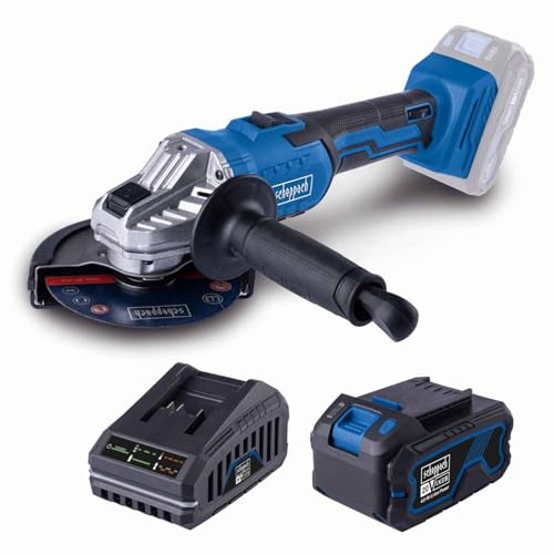 Scheppach Akku Winkelschleifer C-AG125-X inkl. 4Ah Starterkit | Schleifmaschine mit Softstart & Überlastschutz | Schleifscheibe Ø 125mm | 20V-IXES-Serie | Drehzahl 2500‒10000 min-1 in 6 Stufen