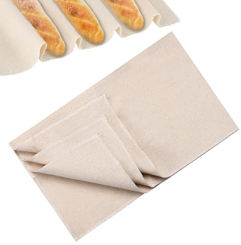 Leinentuch Brot Backen Naturleinen Bäckerleinen Teigtuch Gärfolie Teigzubereitung Backtuch für Baguettes und Brötchen 75 x 45cm