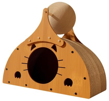 Dualoai Katzenkratzbrett, Grind Claw, gewelltes Katzenkratzbrett, Kratzbrett zum Spielen für kleine, mittelgroße und große Katzen, mit Hanfball