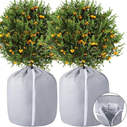 GIONAR 2 Stück Thermo Topfschutz für Pflanzen- 70x65cm Topfpflanzen Schutzbeutel - Winter Topfschutzsack mit Zugband für Frostschutz Pflanztöpfe Pflanzkübel vor Frost und NäSse