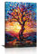 Coloré Arbre de Vie Murale Moderne en Toile Encadrée, Arbres bleu-orange Poster Imprimé sur toile Tableau Décoration Murale pour Chambre à Coucher Salon Salle de bain Prêt à accrocher 40x60CM