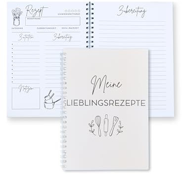 CrunchGuard Rezeptbuch zum Selberschreiben - 40 Rezepte | A5 mit 84 Seiten + Inhaltsverzeichnis + Schutzfolien | Hochwertig - Individuell - Einzigartig | Kochbuch selbst schreiben