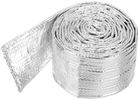 QUARKZMAN Guaina Termica in Alluminio 1 1/4 ID x 5.9Ft Guaina Termica in Alluminio Metallizzato in Fibre di Vetro per Cavi di Alimentazione Cavi Cablaggio Elettrico